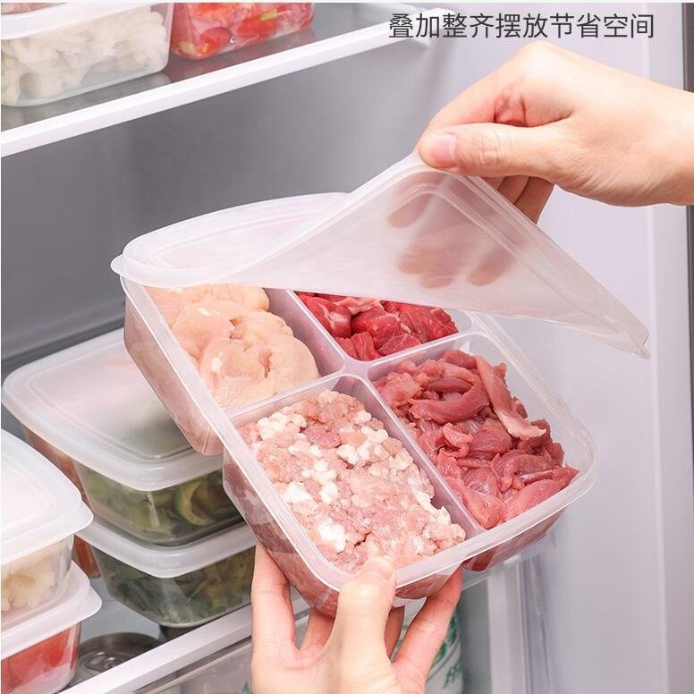 Plastic food storage container Transparent lattice vegetable storage crisper the crisper kitchen food Storage box