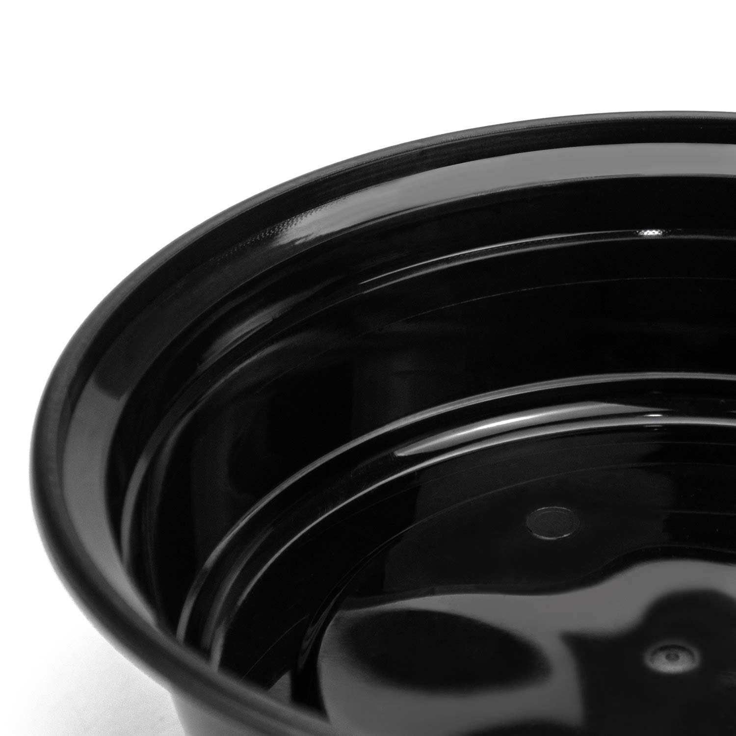 Meal Prep Containers for Food Storage Disposable Black Round Plastic Food Containers Lunch Boxes Bowls with Lids