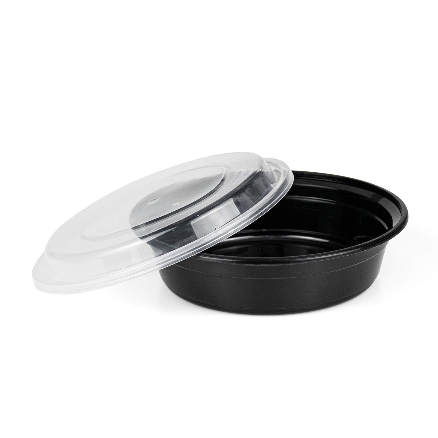Meal Prep Containers for Food Storage Disposable Black Round Plastic Food Containers Lunch Boxes Bowls with Lids
