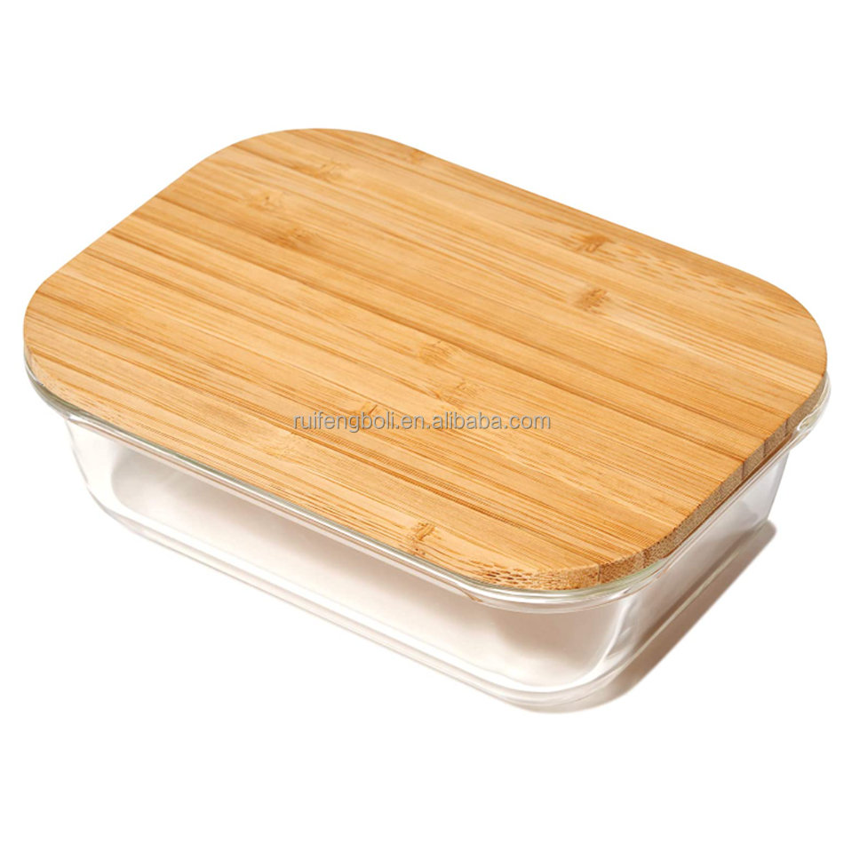 Eco Friendly Meal Prep Containers Airtight Glass Food Storage Containers with Bamboo Lids