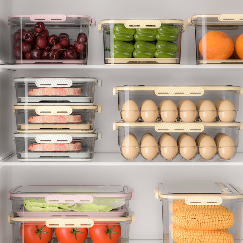 YIKEYOU Refrigerator Food Storage Containers fridge storage box for Freezer Kitchen Countertop Cabinets