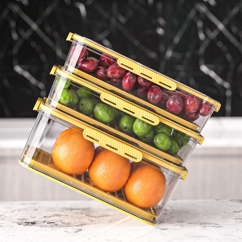 YIKEYOU Refrigerator Food Storage Containers fridge storage box for Freezer Kitchen Countertop Cabinets