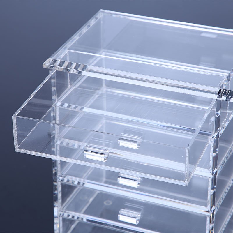 4 sections clear plastic storage box with lock and key