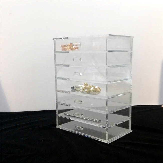 4 sections clear plastic storage box with lock and key