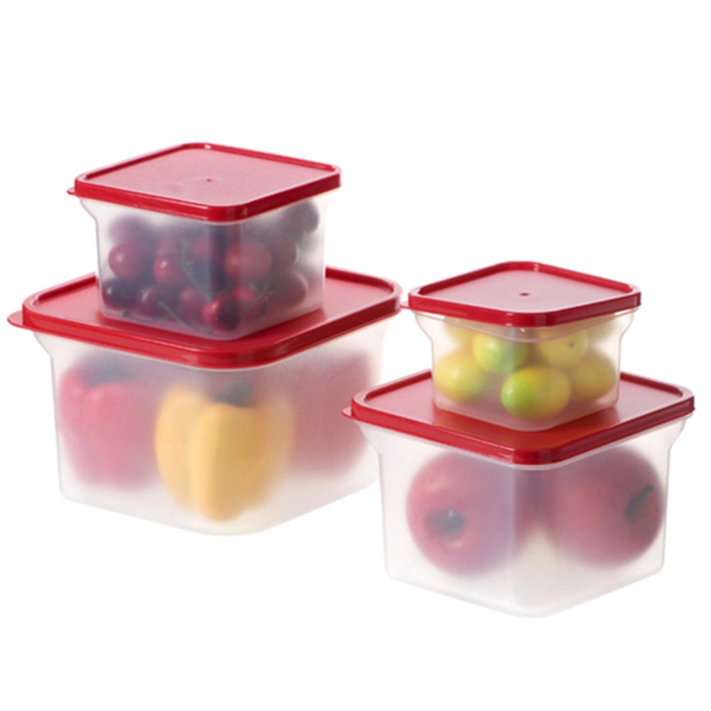 4 in 1 Plastic stackable airtight pet food storage containers set with lock lids reusable dry food storage box set