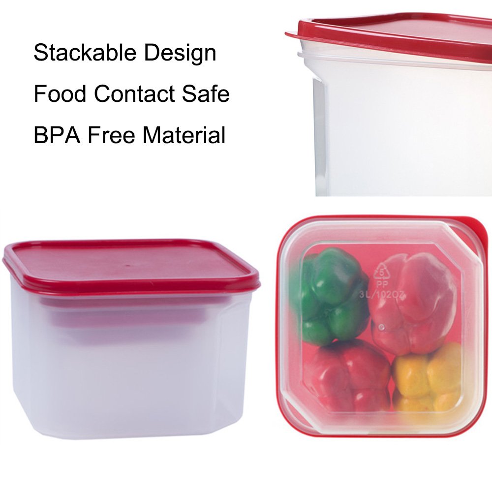 4 in 1 Plastic stackable airtight pet food storage containers set with lock lids reusable dry food storage box set