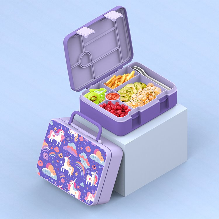 Custom Logo Reusable Eco-Friendly Toddler Boys' Lunch Box Set Includes Plastic Spoon and Fork for School & Camping Food Storage