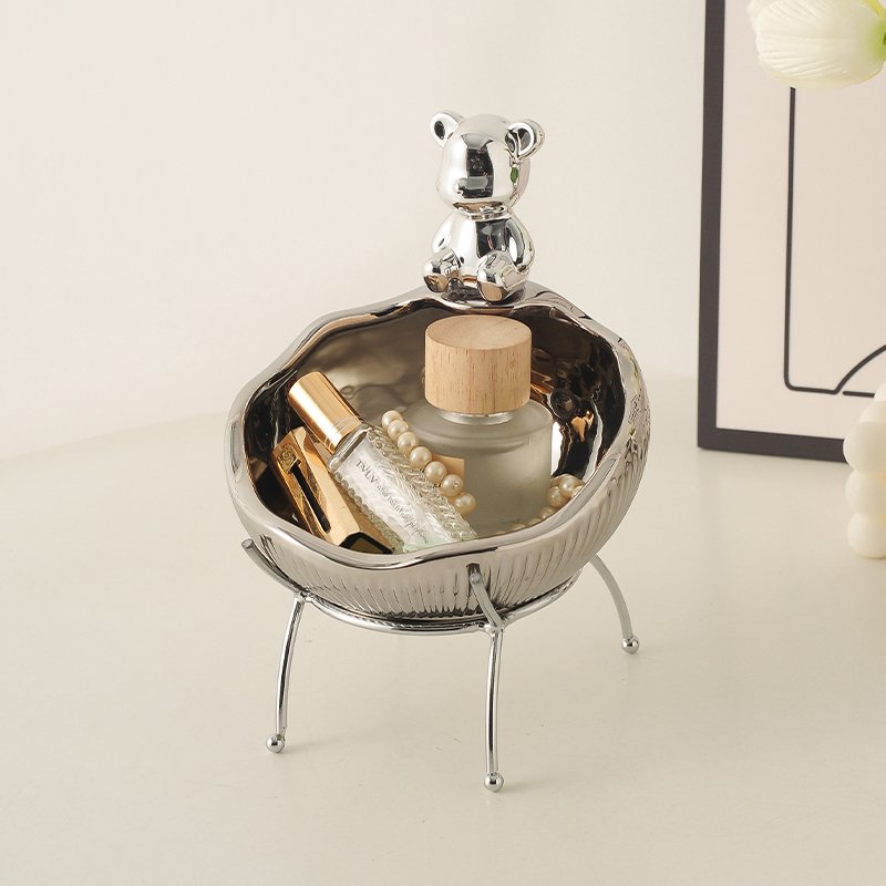 Lovely Simple Cartoon Ceramic Key Storage Box Decorated Ceramic Storage Bin for Table Top Shelf in Living Room