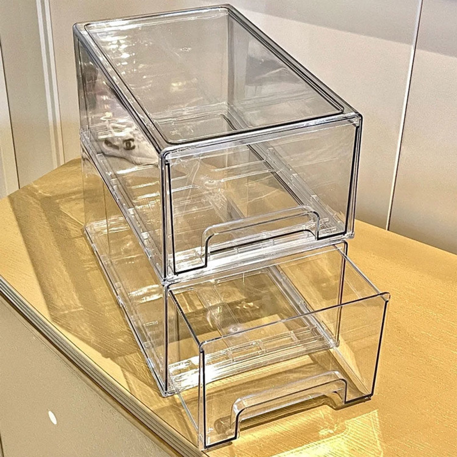 Fridge Drawers Clear Refrigerator Organizer Bins with Pull-out Drawer, BPA-Free Food Storage Container Pantry Kitchen