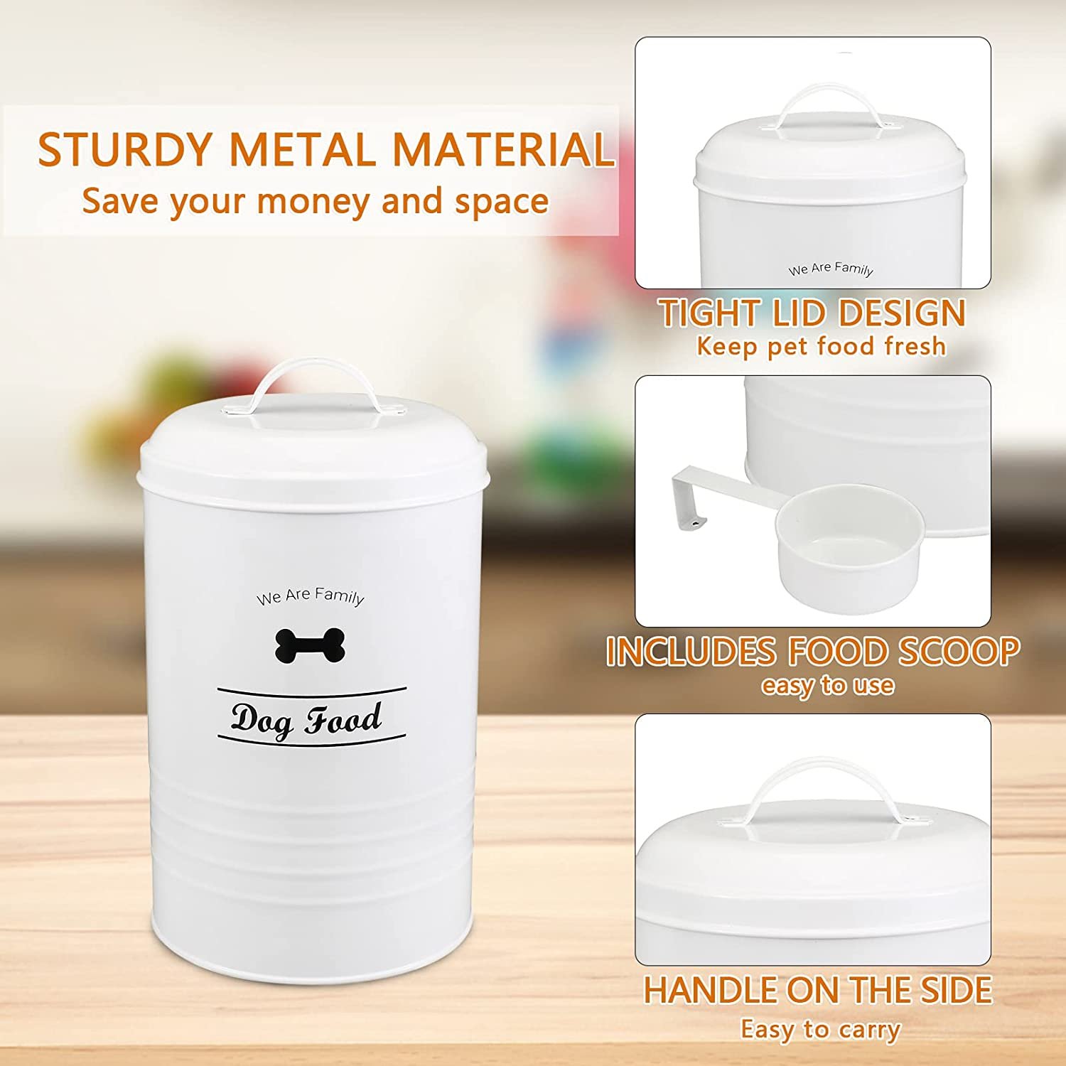 Metal Pet Food Cat Food Dog Food Storage Container Tin with Scoop
