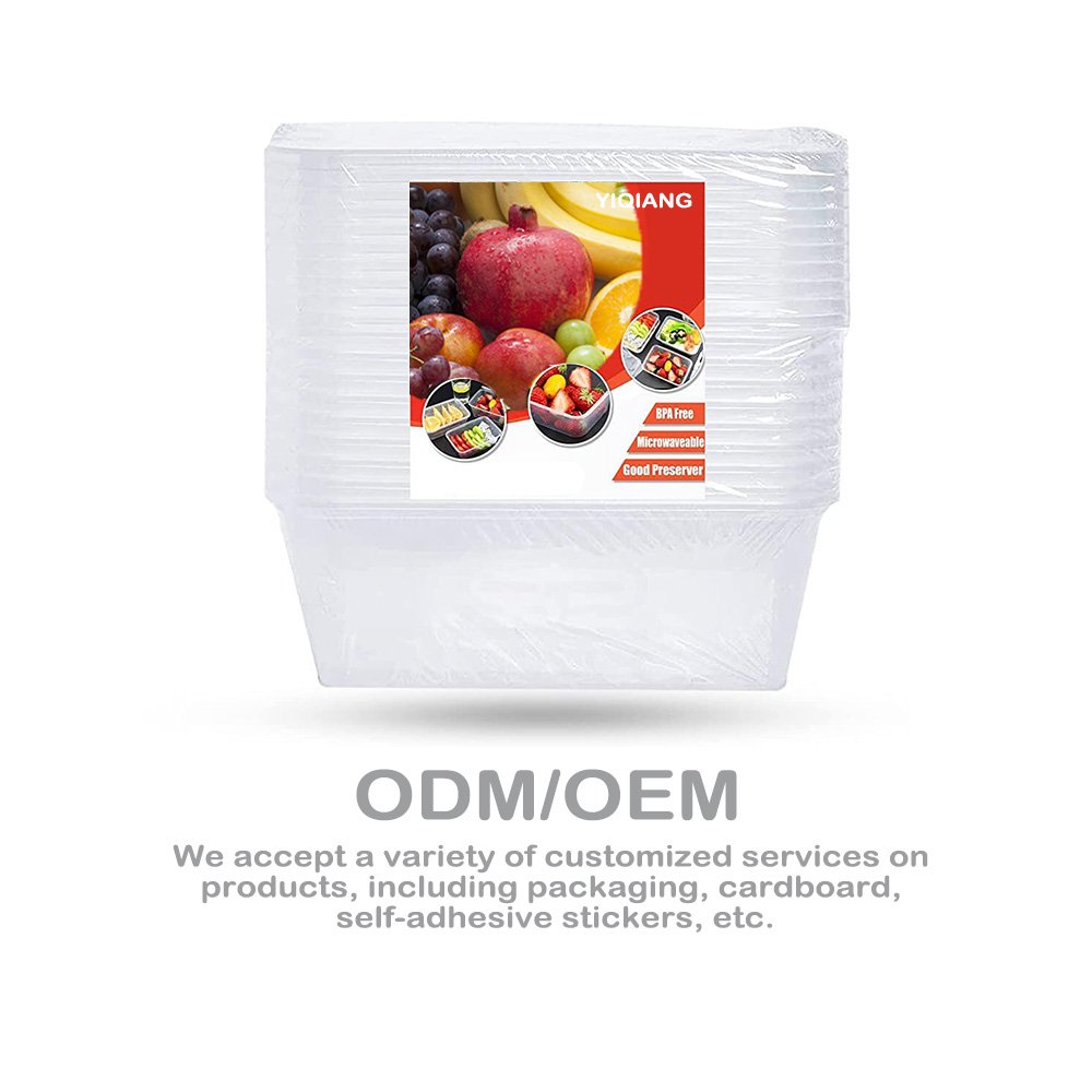 Hot Selling 500ml 650ml 1000ml Clear Black Rectangular Disposable PP Food Box, Microwaveable Plastic Food Containers