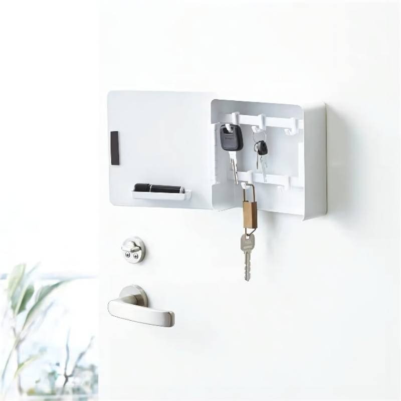 Simple Plastic-Free Installation Magnetic Storage Shelf with Debris Storage Box Door Key Hook
