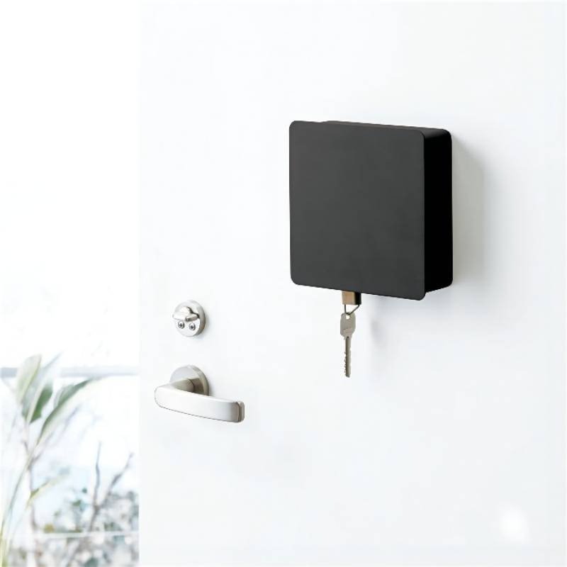 Simple Plastic-Free Installation Magnetic Storage Shelf with Debris Storage Box Door Key Hook