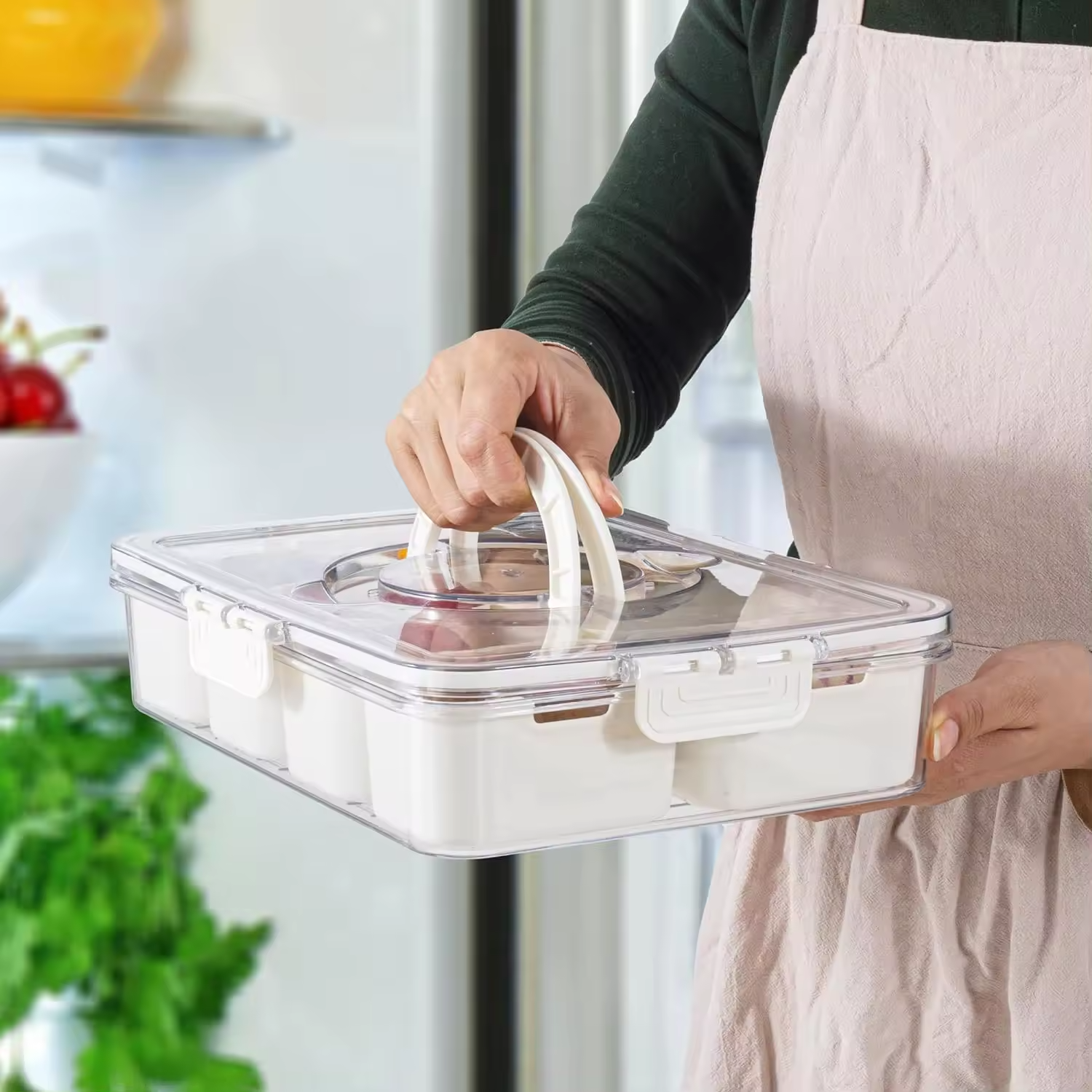 Divided Serving Tray Snackle Box Traysealed Snackle Storage Box with Divider Plastic Divided Serving Veggie Tray with Lid