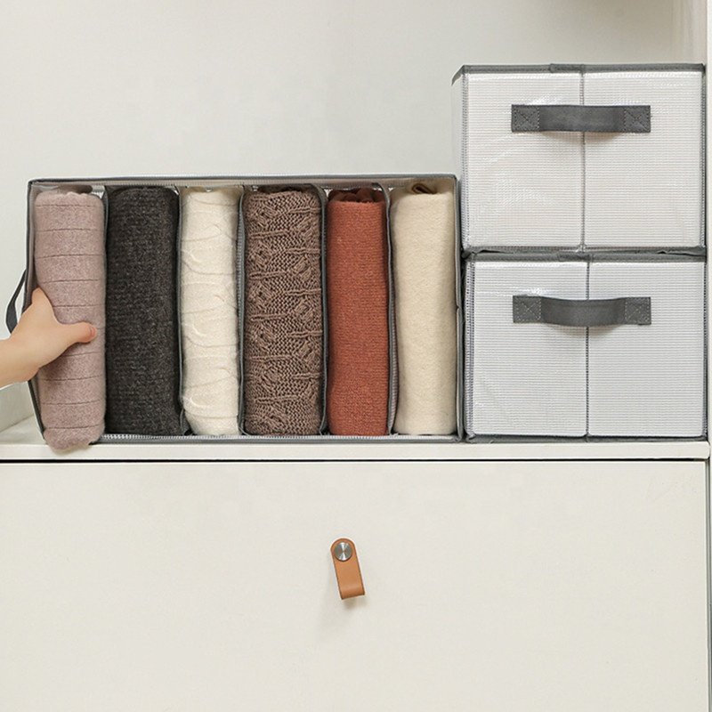 Wardrobe Clothes Organizer Jeans Compartment Storage bin cubes Box Foldable Closet Drawer Organizer Clothes Box for Bedroom