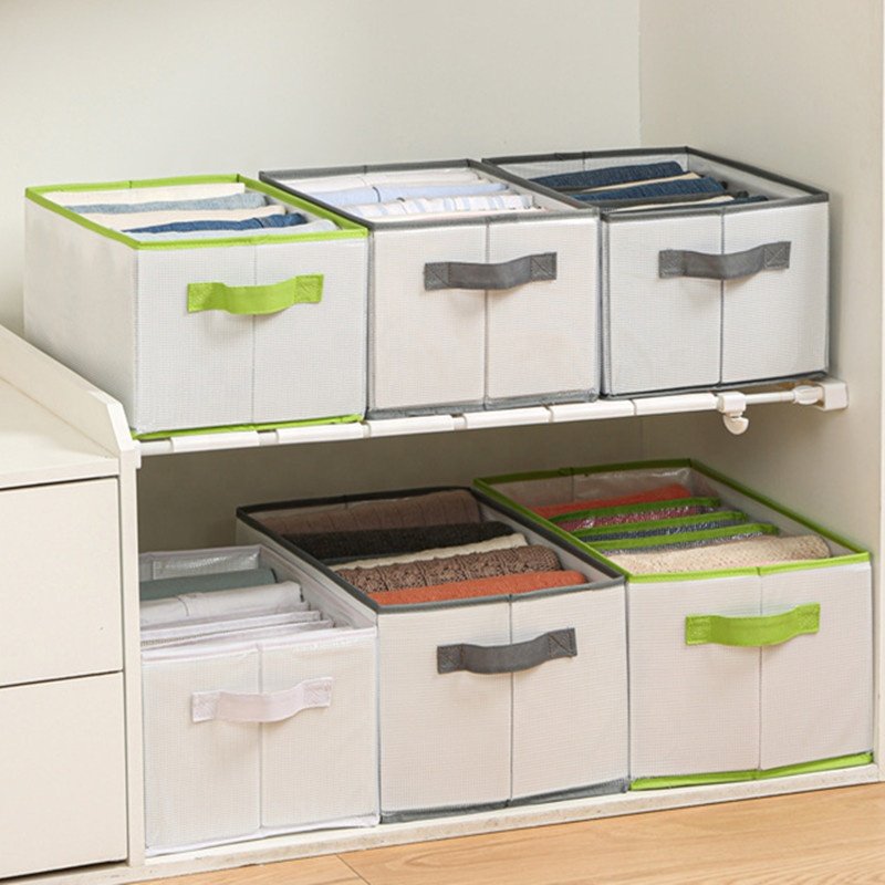 Wardrobe Clothes Organizer Jeans Compartment Storage bin cubes Box Foldable Closet Drawer Organizer Clothes Box for Bedroom