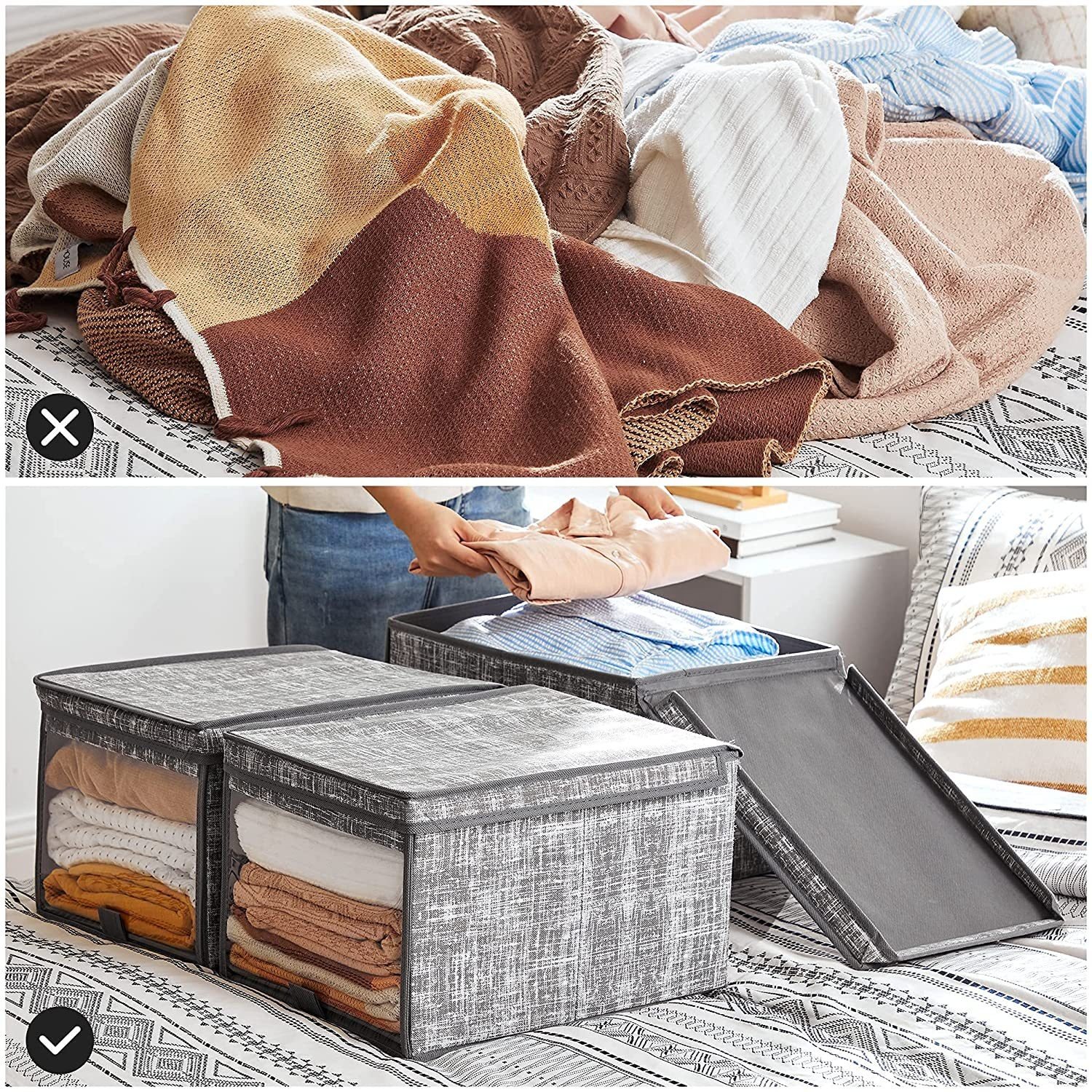 Wardrobe Clothes Organizer Jeans Compartment Storage bin cubes Box Foldable Closet Drawer Organizer Clothes Box for Bedroom