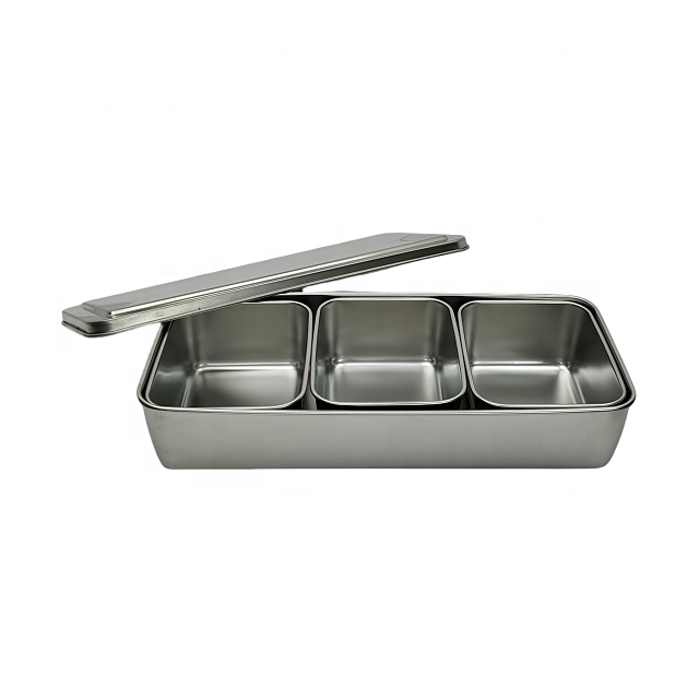 Wholesale 4 6 8 compartment stainless steel seasoning box bento box for kitchen restaurants storage