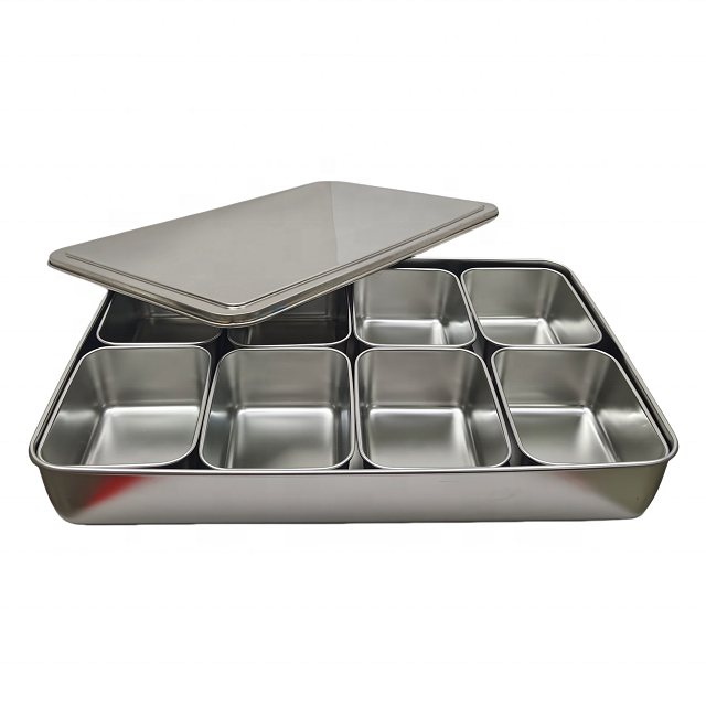 Wholesale 4 6 8 compartment stainless steel seasoning box bento box for kitchen restaurants storage
