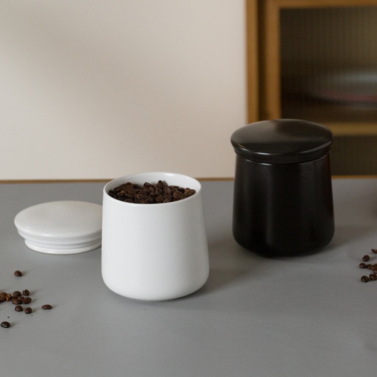 wholesale modern large matte white black ceramic coffee tea sugar airtight food canister kitchen storage jar with lid