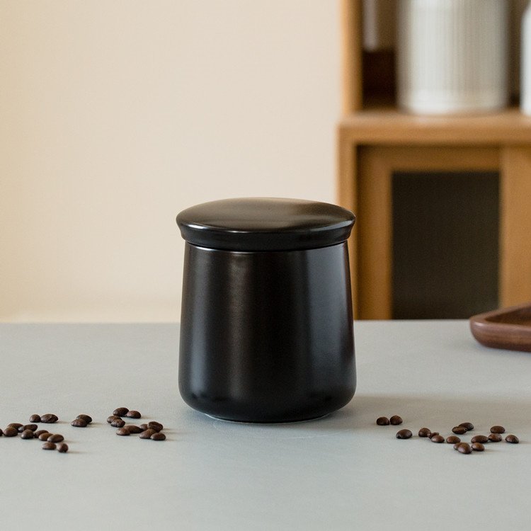 wholesale modern large matte white black ceramic coffee tea sugar airtight food canister kitchen storage jar with lid