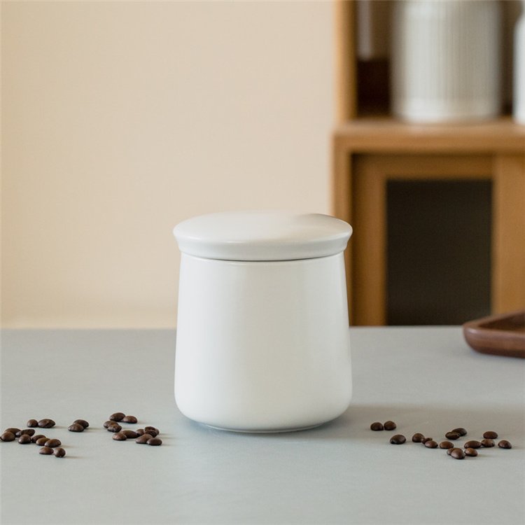wholesale modern large matte white black ceramic coffee tea sugar airtight food canister kitchen storage jar with lid