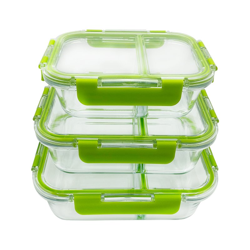 Eco-friendly Leakproof Food Storage Container Glass Crisper with locking lid