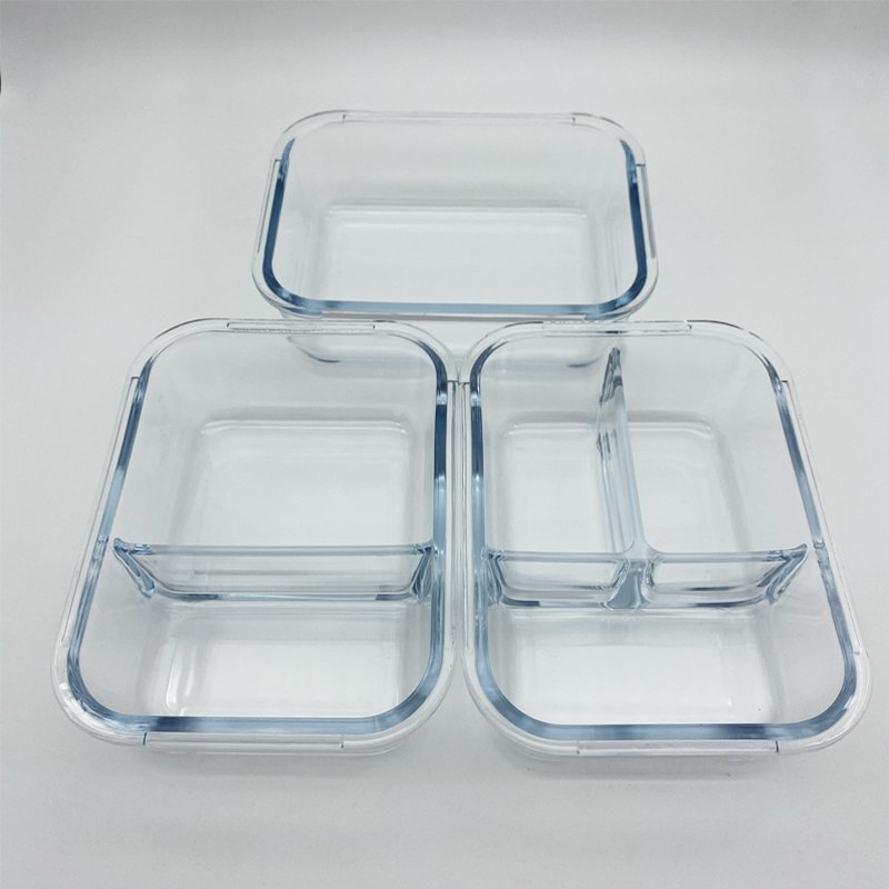 Eco-friendly Leakproof Food Storage Container Glass Crisper with locking lid
