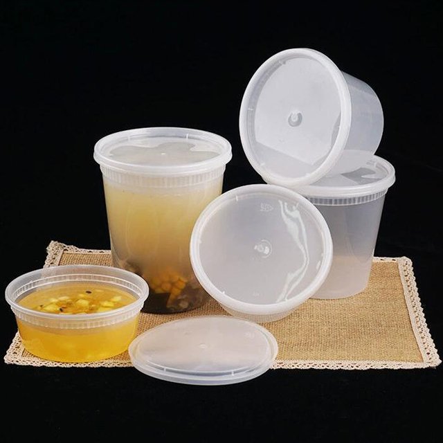 Disposable Plastic Food Storage Soup Containers With Lids 8oz 12oz 16oz 24oz 32oz Clear Airtight Deli Containers