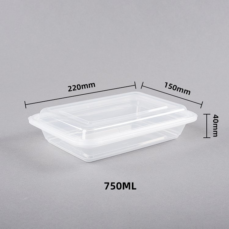 Recycle 750ML tamper proof Plastic Salad Lunch plastic take away food storage large meal prep containers for food with Airtight