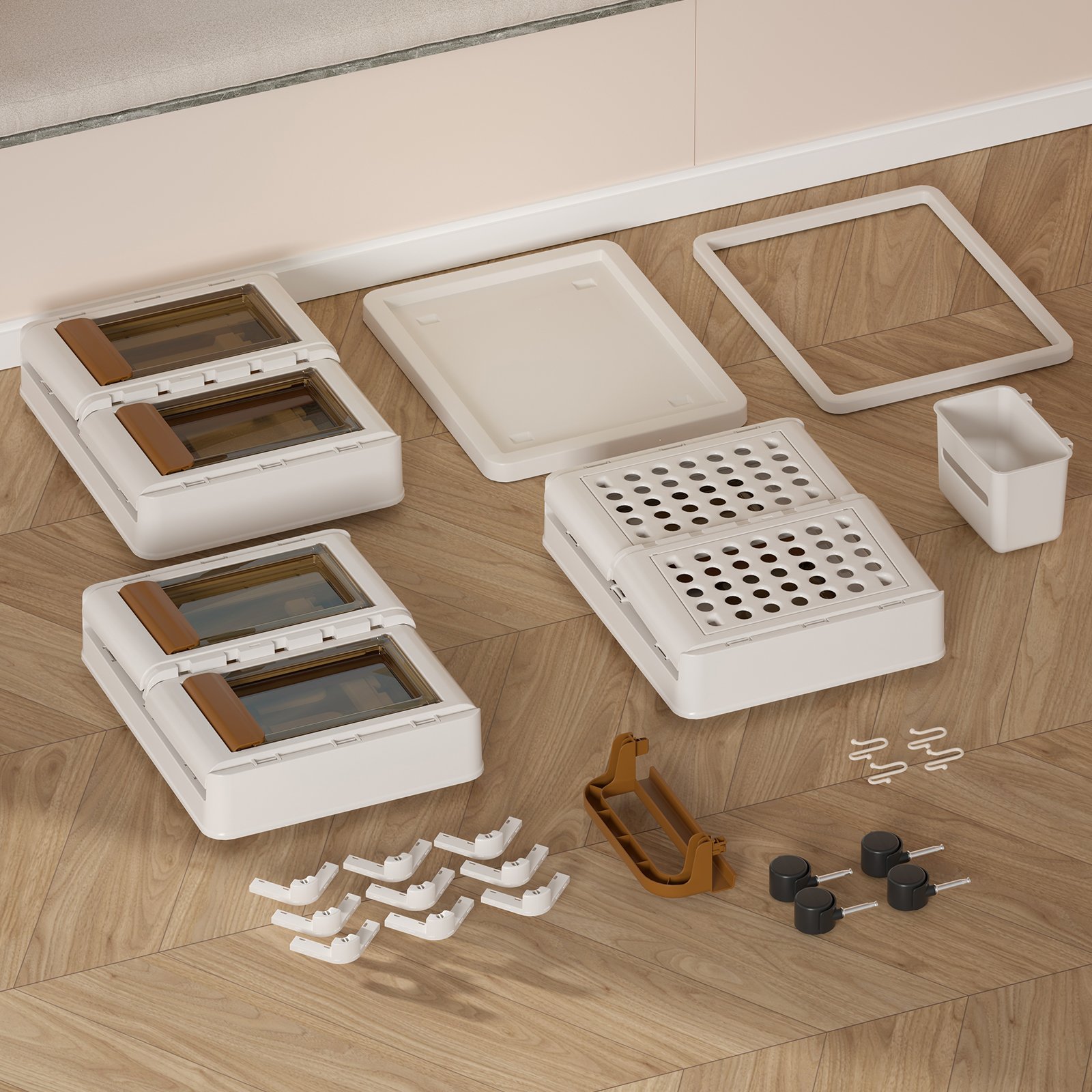Haixin Plastic Storage Box With Wheel Foldable Multifunctional Stacked Storage Box