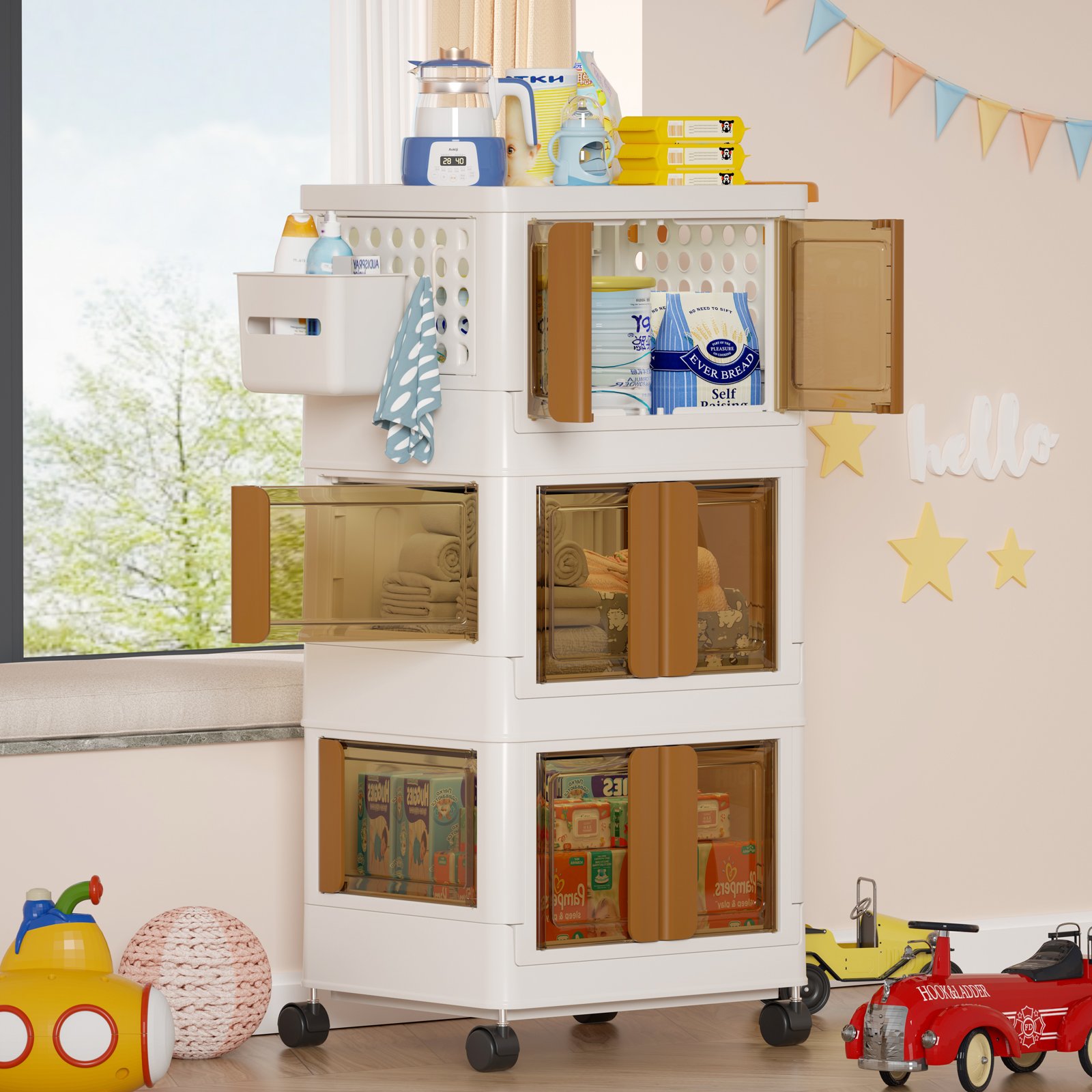 Haixin Plastic Storage Box With Wheel Foldable Multifunctional Stacked Storage Box