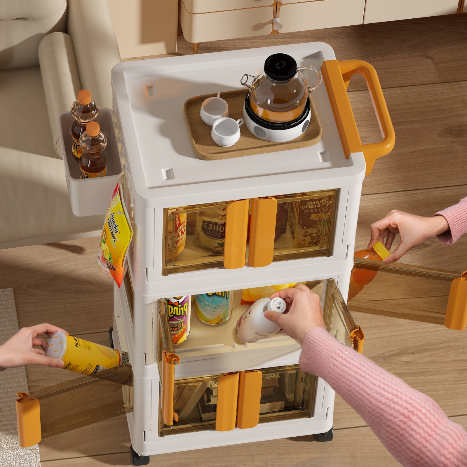 Haixin Plastic Storage Box With Wheel Foldable Multifunctional Stacked Storage Box