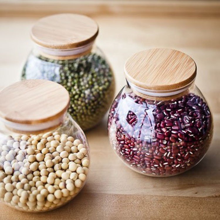 High Borosilicate Glass Air Tight Glass Food Storage Jar with Cork Lid