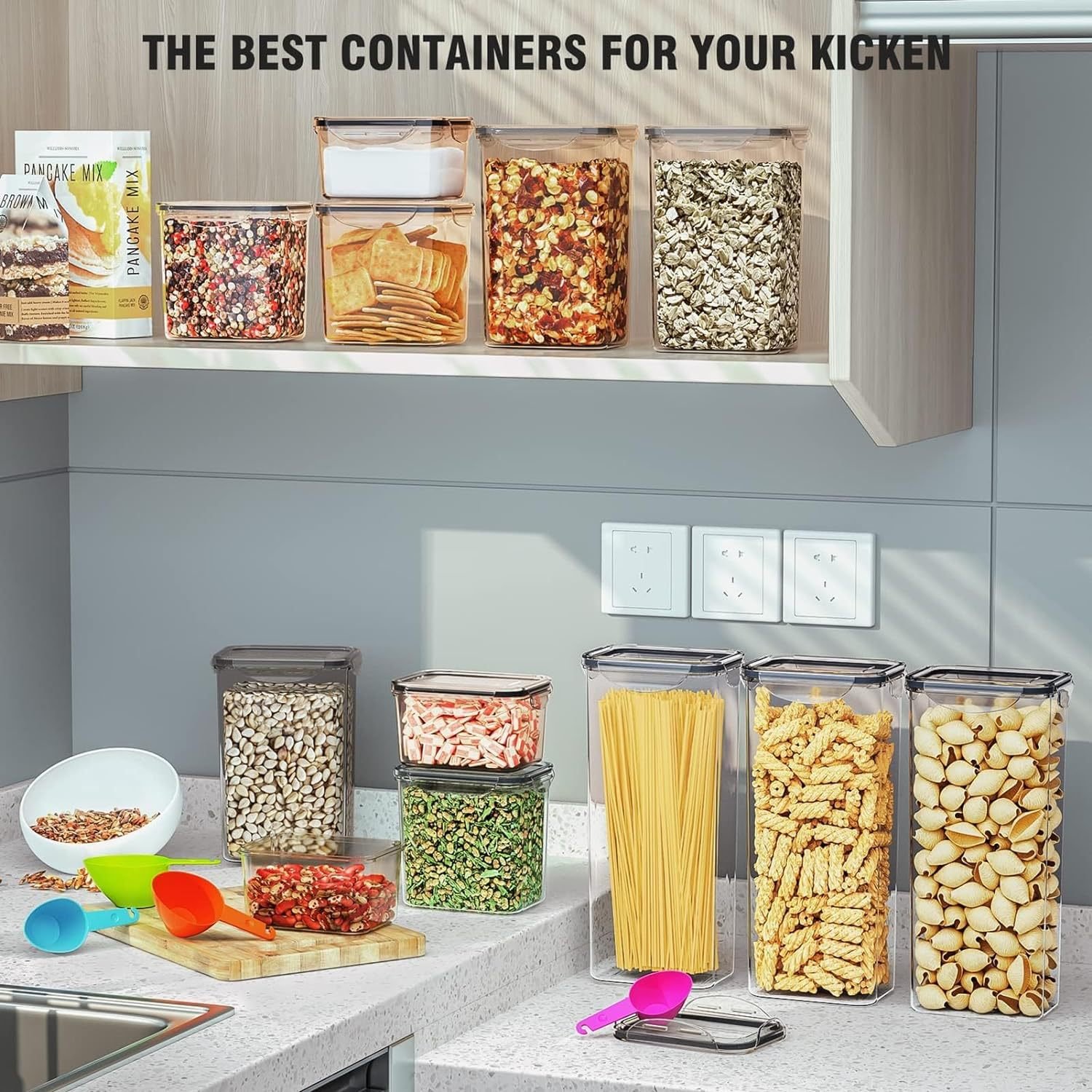 Bpa Free Plastic Airtight Stackable Kitchen Pantry Storage Bins & Boxes Food Storage Containers Set With Lids