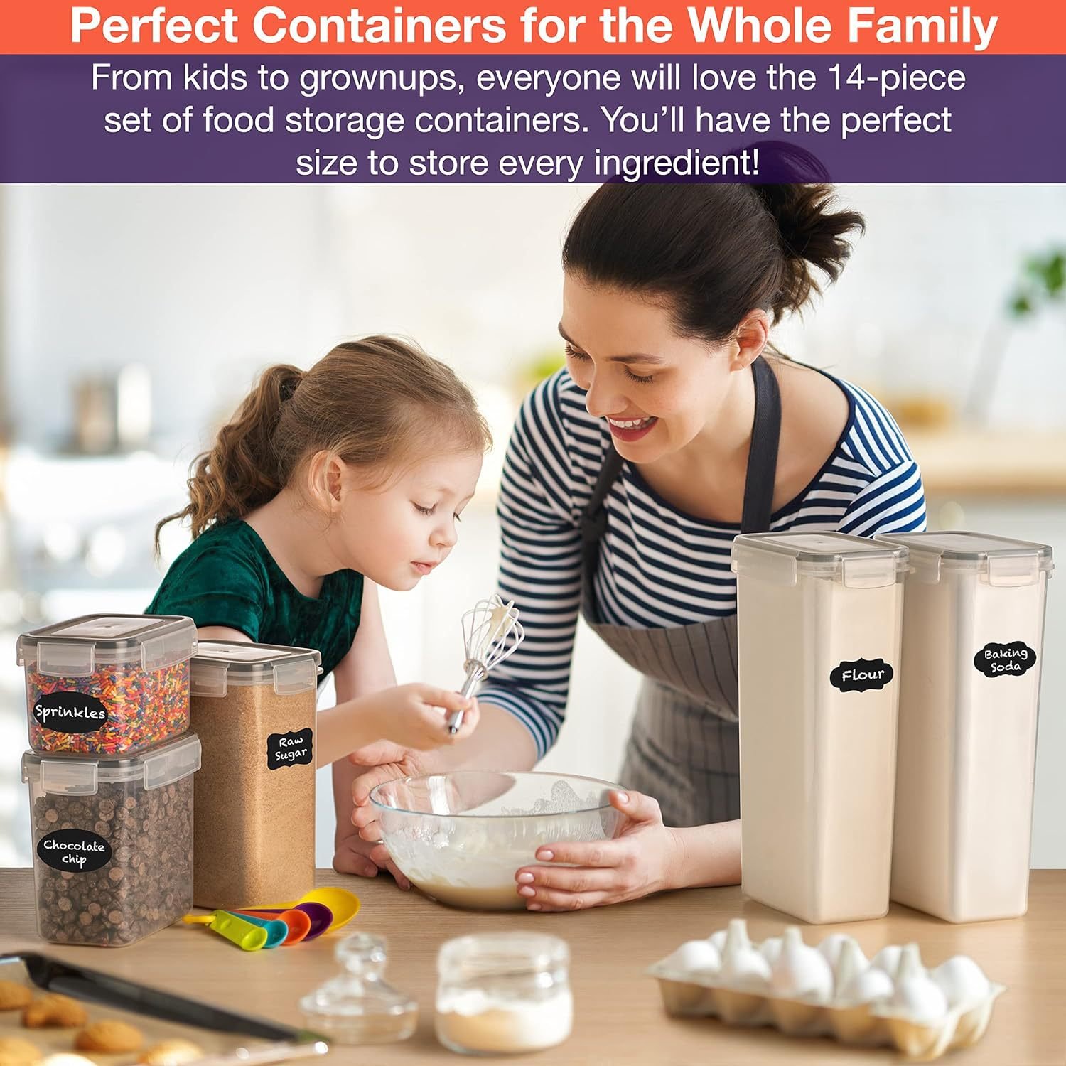Bpa Free Plastic Airtight Stackable Kitchen Pantry Storage Bins & Boxes Food Storage Containers Set With Lids
