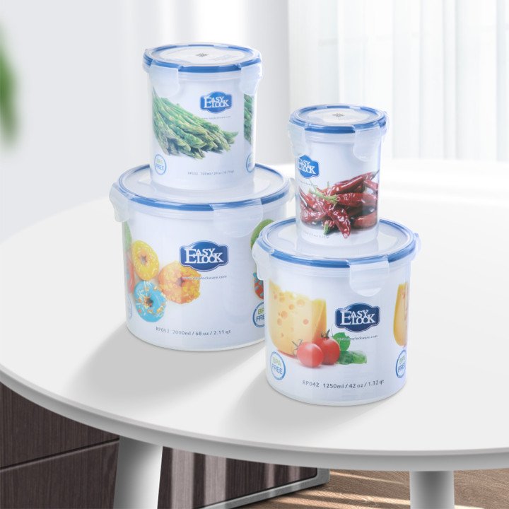 Transparent Wholesale Cylindrical Round Container 1 Liter Spice Plastic Food Storage Jar With Lids