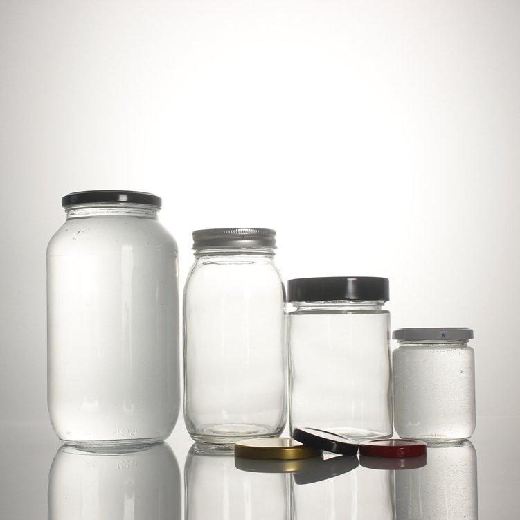 Wholesale Stocked 500ml 1000ml 1L 1.5L Heat Resistant Recycled Clear Glass food storage Mason Jar For Coconut Oil Peanut Butter