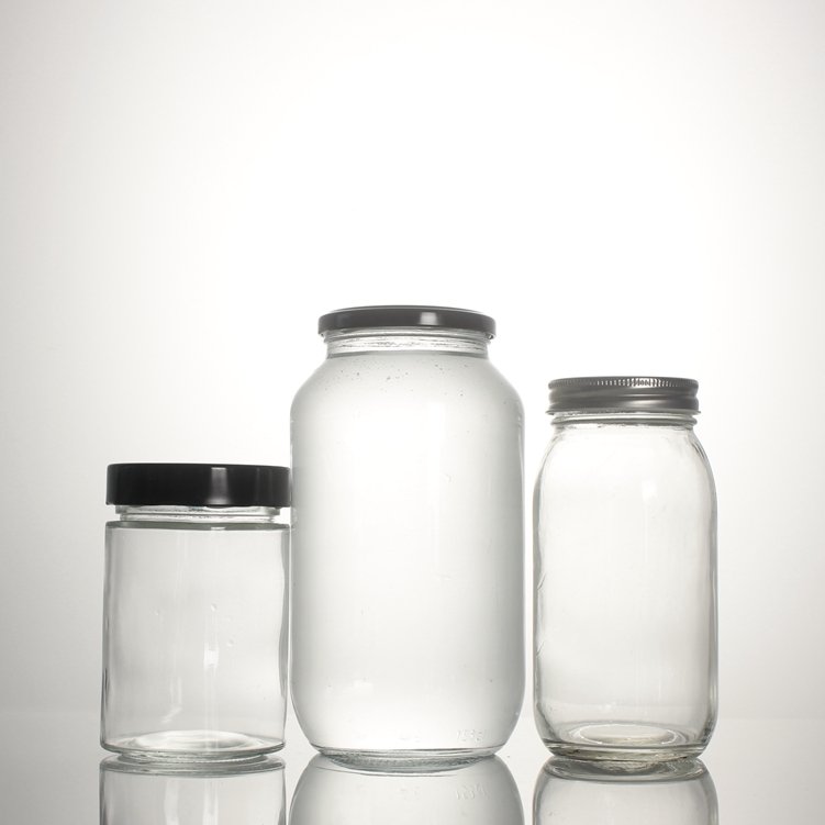 Wholesale Stocked 500ml 1000ml 1L 1.5L Heat Resistant Recycled Clear Glass food storage Mason Jar For Coconut Oil Peanut Butter