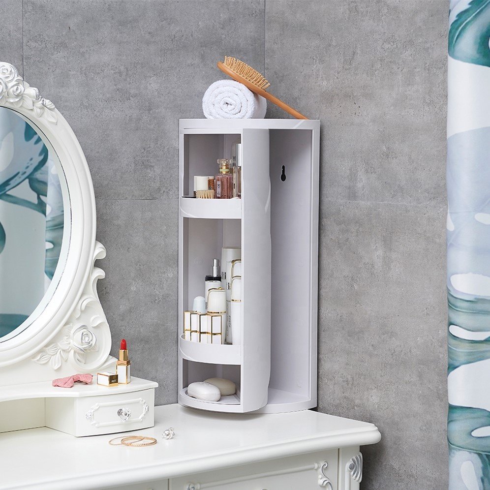 Rotating Large Capacity Storage Box Bins Corner Organizer Hot Sale Popular Bathroom 3 Layer 360 Storage Holders & Racks Plastic