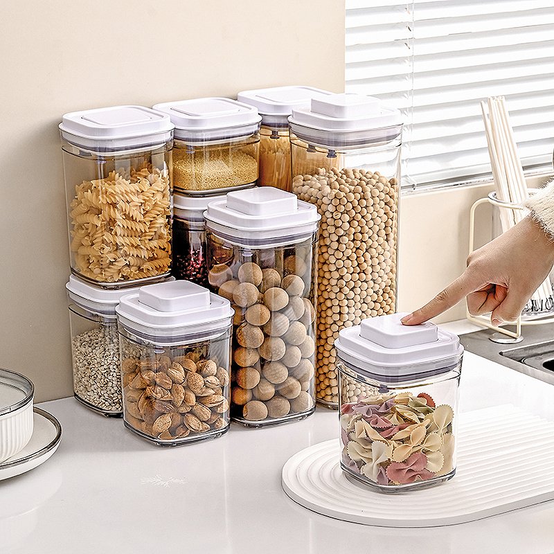 5pcs Pack POP Storage Container BPA Free Airtight Dry Food Storage Bins Plastic Kitchen Food Cereal Coarse Grain Organizer Box