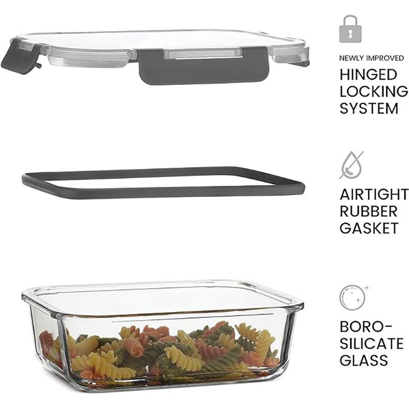 11oz-35oz Superior Glass Food Storage Containers Hinged Locking lids Leakproof Glass Meal-Prep Containers Freezer-to-Oven-Safe