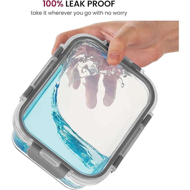 11oz-35oz Superior Glass Food Storage Containers Hinged Locking lids Leakproof Glass Meal-Prep Containers Freezer-to-Oven-Safe