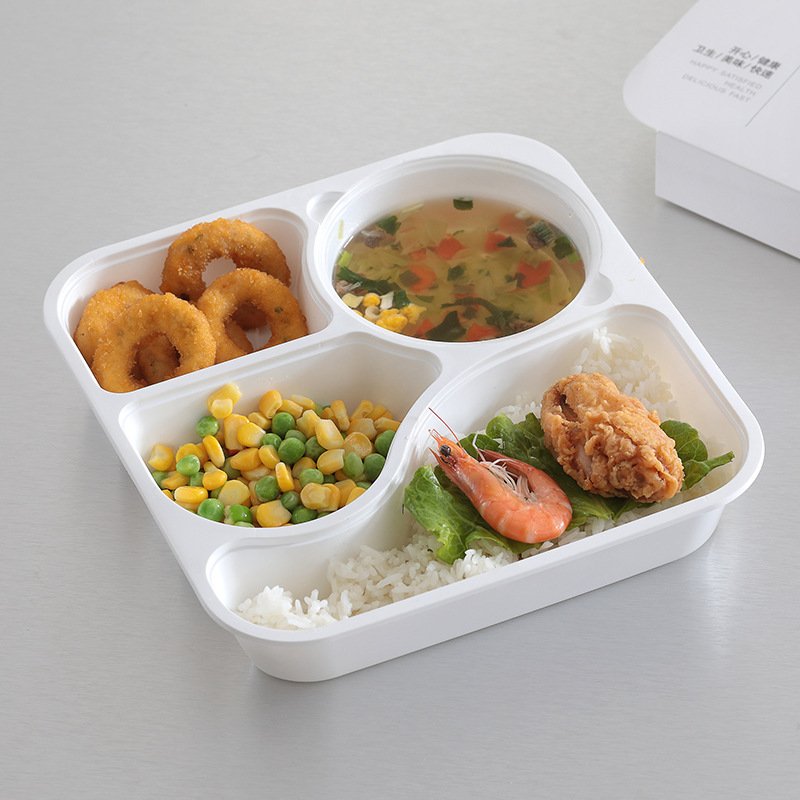 7 compartment black clear white microwavable to go takeaway disposable plastic take out fast food container with soup bowl