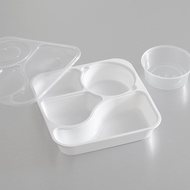 7 compartment black clear white microwavable to go takeaway disposable plastic take out fast food container with soup bowl