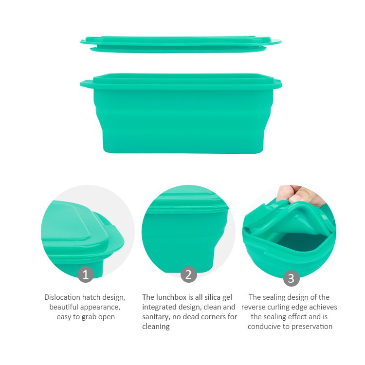 Portable Food Grade Reusable Leak-Proof food containers Collapsible Food Storage Container Kitchen Kid Silicone Bento Lunch Box