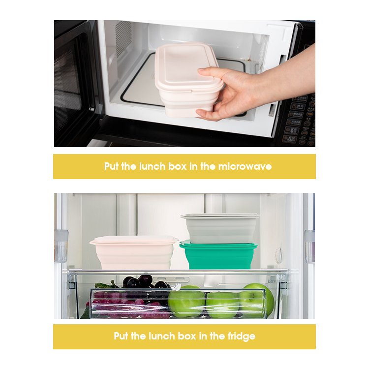 Portable Food Grade Reusable Leak-Proof food containers Collapsible Food Storage Container Kitchen Kid Silicone Bento Lunch Box