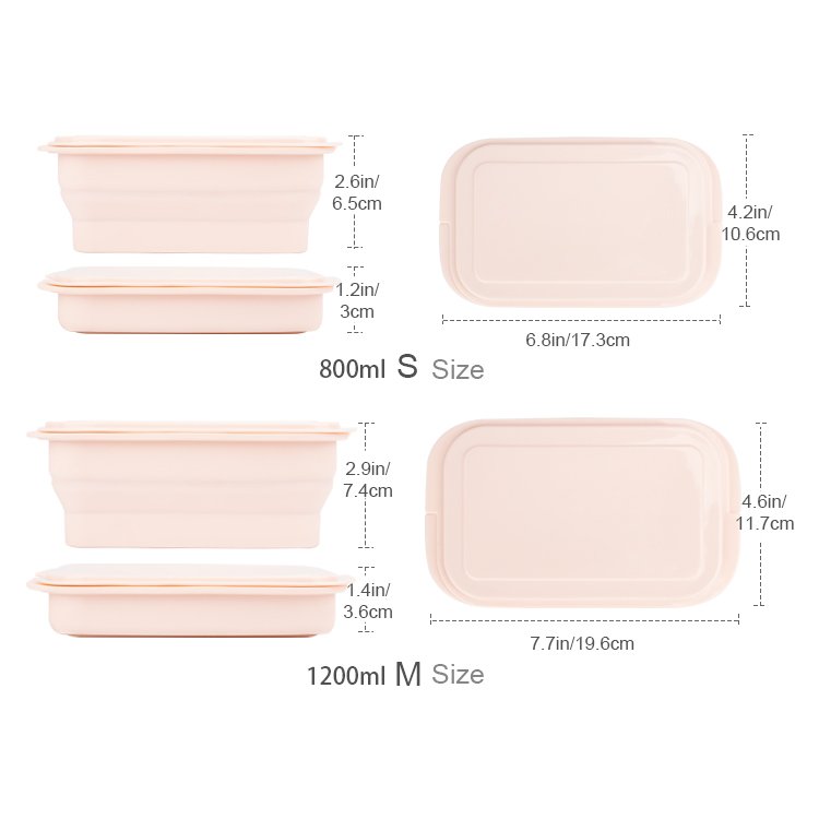 Portable Food Grade Reusable Leak-Proof food containers Collapsible Food Storage Container Kitchen Kid Silicone Bento Lunch Box