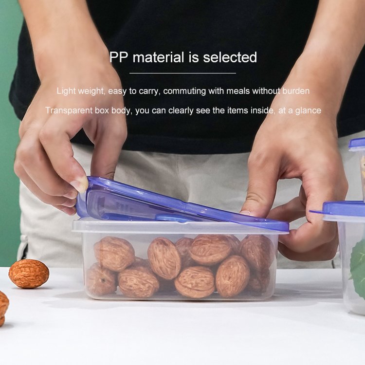 3-Piece Set of Eco-Friendly Microwave Safe Plastic Boxes 130/750/1250ml Kitchen Food Storage Containers Set with Airtight Lids