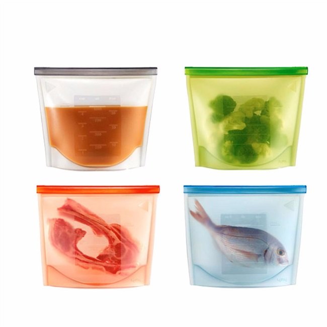 Kitchen Accessories Products Eco Friendly Storage Bags, 2024 New Reusable Silicone Food Bag 4 Set